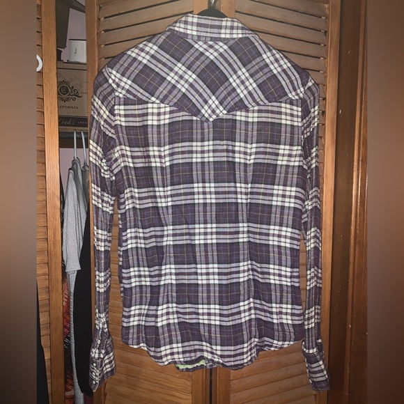 AEO purple plaid button down. - Picture 2 of 7